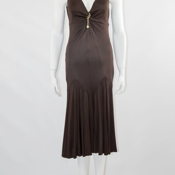 Karen Millen Sexy Brown Dress Party Office Sz 10uk Small - Picture 2 of 7